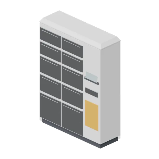 Parcel locker bank (Office Lobby and Building Facilities)