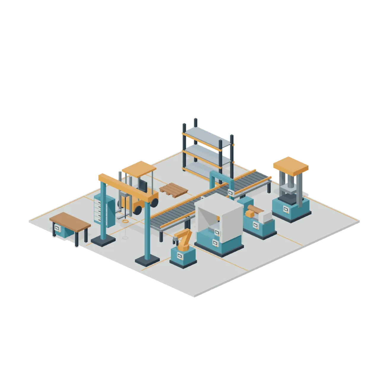 Factory Conveyor Network assembled scene