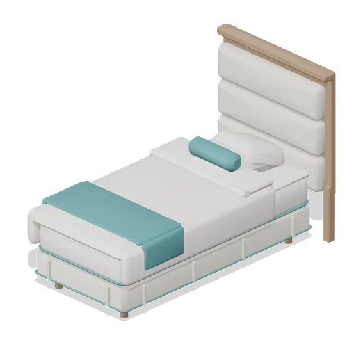 Twin bed with upholstered headboard (Hotel and Resort Operations)