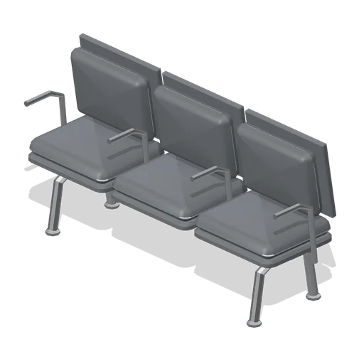 Waiting bench, three seat, dark upholstery (Primary Care Clinic and Veterinary Practice)