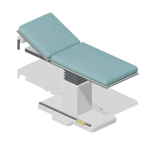Height-adjustable examination couch, raised (Primary Care Clinic and Veterinary Practice)