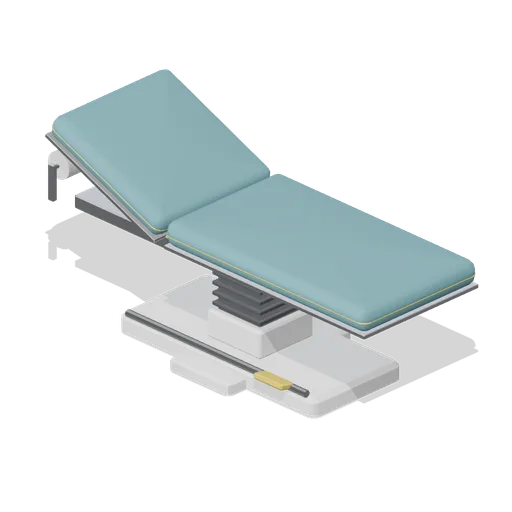 Height-adjustable examination couch, lowered (Primary Care Clinic and Veterinary Practice)