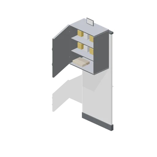 Controlled drug cabinet, door open (Primary Care Clinic and Veterinary Practice)