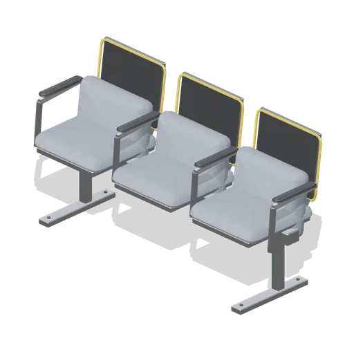 Waiting chair run, three seat (Laundrette and Cleaning Services)