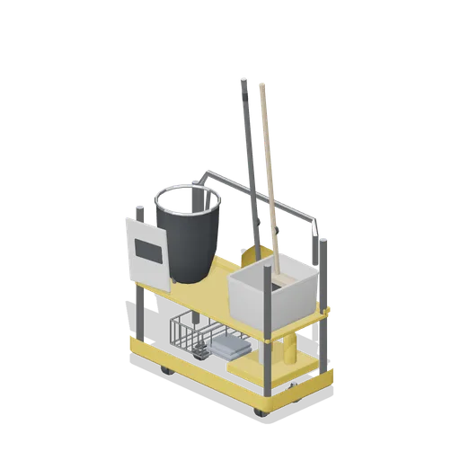 Janitorial trolley, signal colour (Laundrette and Cleaning Services)