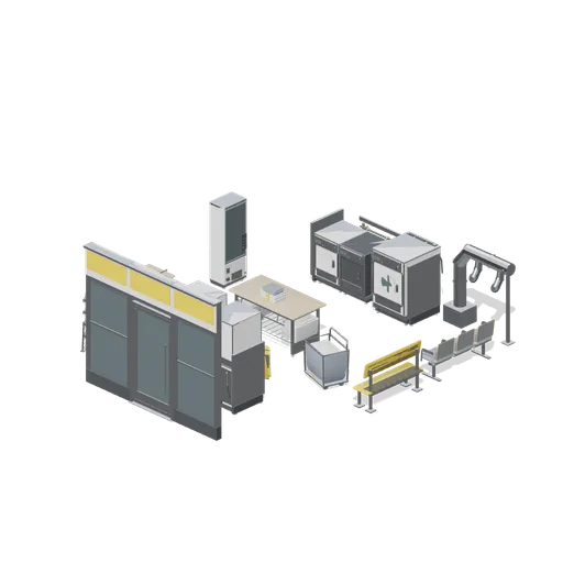 Laundrette with two machine banks, folding island and seating (Laundrette and Cleaning Services)
