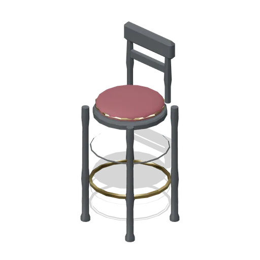 Bar stool with back, ebonised (Bar, Pub and Brewery Taproom)