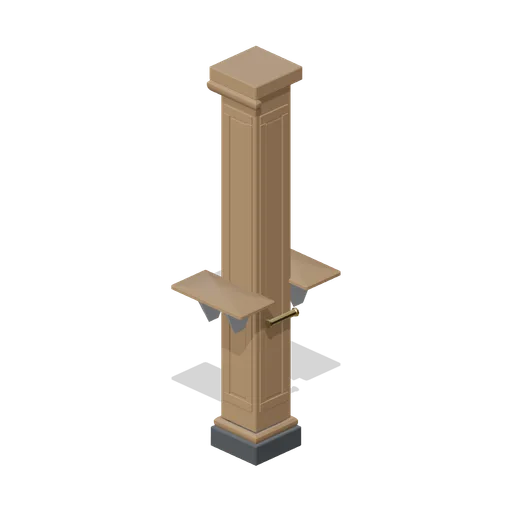 Panelled pillar with brass rail (Bar, Pub and Brewery Taproom)