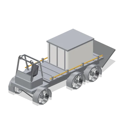 Six-wheel cargo hauler with flatbed (Lunar Surface Colony and Rovers)