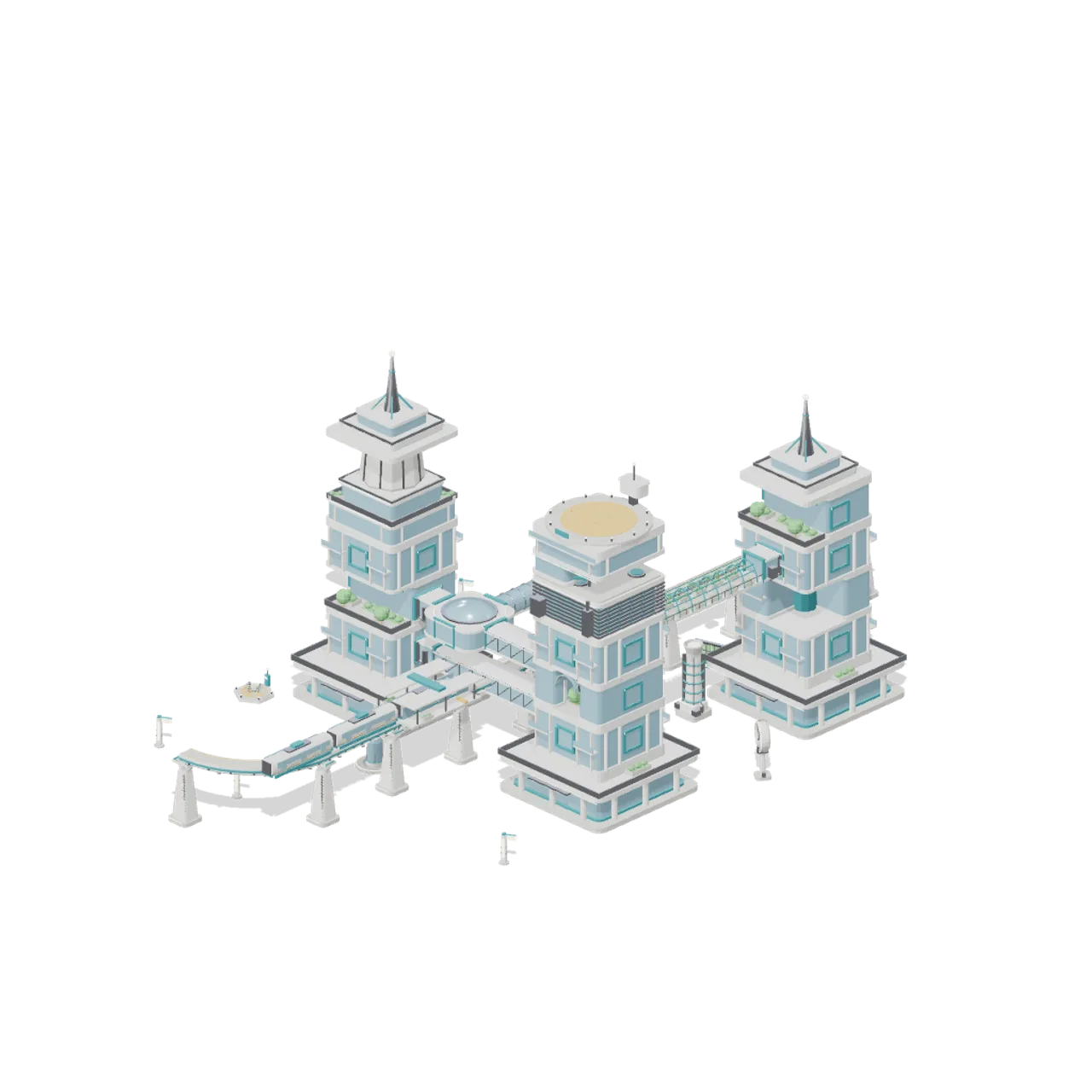 Arcology Towers and Skyways assembled scene
