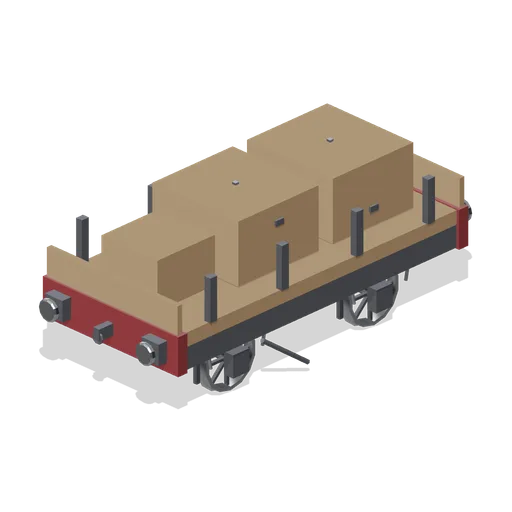 Flat wagon with a crated load (Steam Era Railway and Rolling Stock)