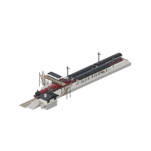 Country station with a passenger train at the platform (Steam Era Railway and Rolling Stock)