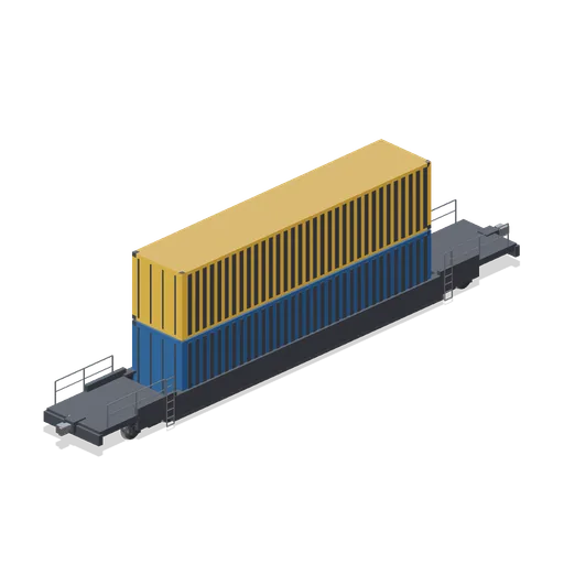 Double stack well wagon loaded (Modern Rail and Metro Network)