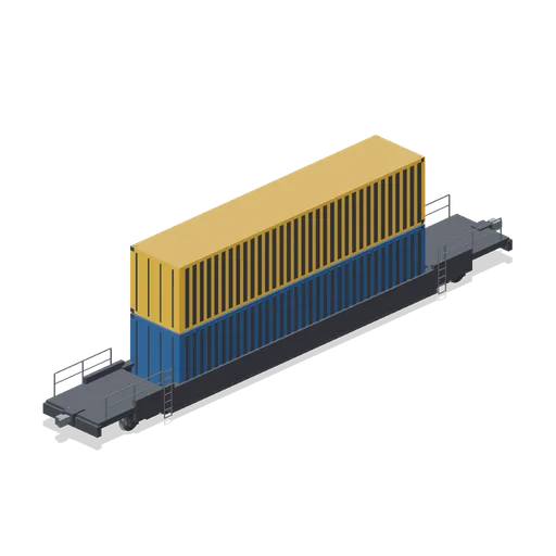 Double stack well wagon loaded (Modern Rail and Metro Network)