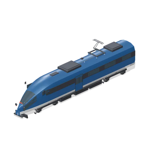High speed power car in a dark livery (Modern Rail and Metro Network)