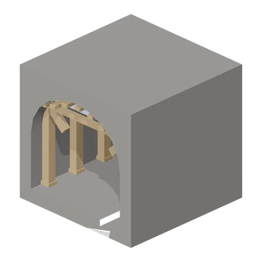 Timbered drift set section (Underground Mine and Shaft Works)