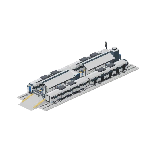 Metro station with an island platform and units at both faces (Modern Rail and Metro Network)
