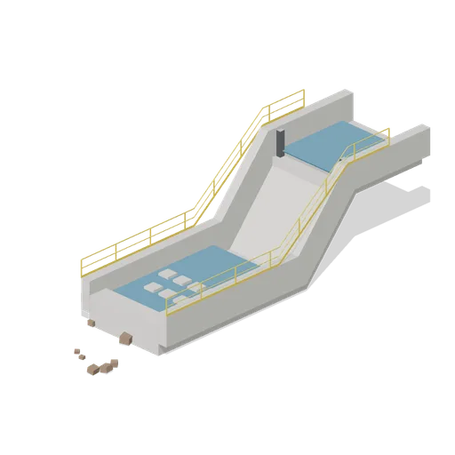 Spillway chute and stilling basin (Ore Processing and Haulage Plant)