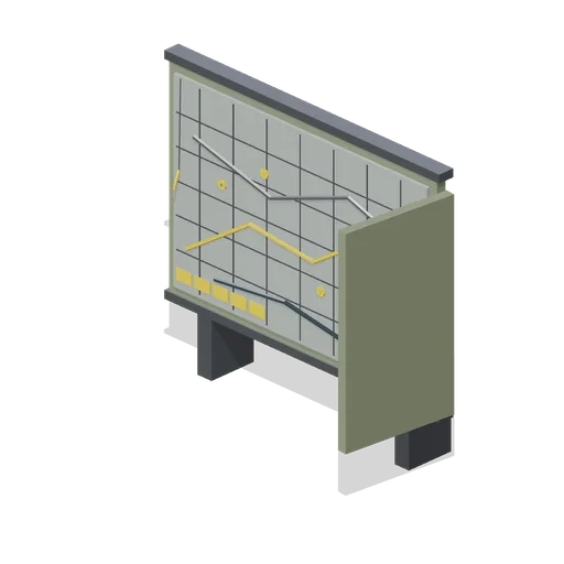 Wall map board with abstract markings (Cold War Missile Silo and Command Bunker)