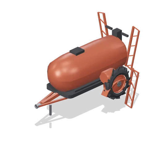 Trailed boom sprayer, folded (Arable Fields and Farm Machinery)