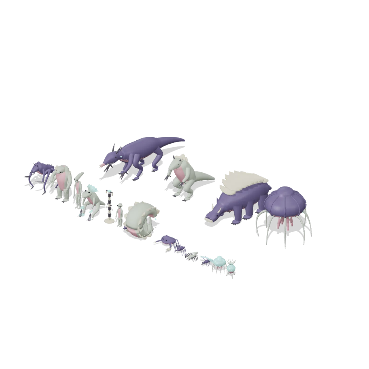 Xeno Species and Alien Creatures assembled scene
