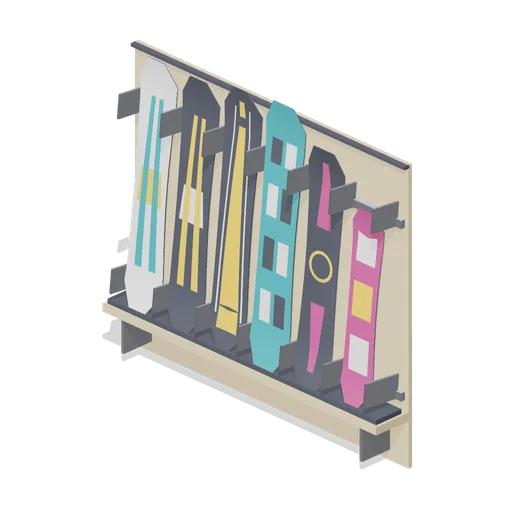 Wall board rack, stocked (Snowboard Gear and Freestyle Riders)