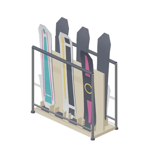 Floor board rack, stocked (Snowboard Gear and Freestyle Riders)