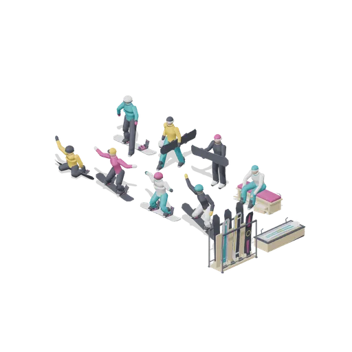 Rider pose lineup (Snowboard Gear and Freestyle Riders)