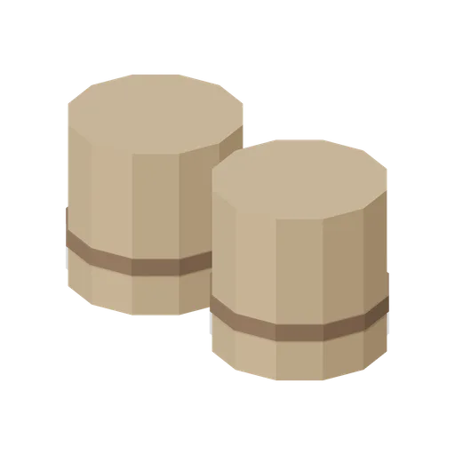 Water Barrel Pair (Feudal Japan Castle Town)