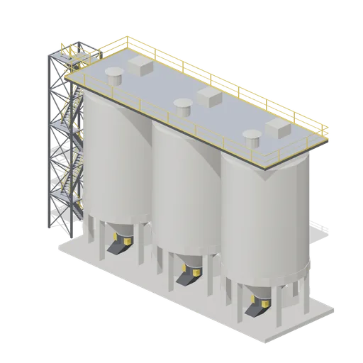 Product silo cluster (Ore Processing and Haulage Plant)