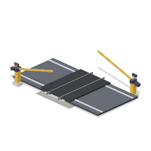 Level crossing with lifting barriers (Modern Rail and Metro Network)