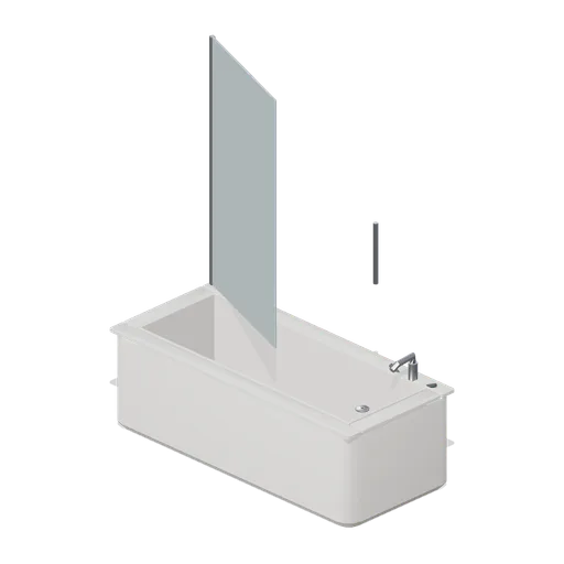 Bath with hinged screen (Hotel and Resort Operations)