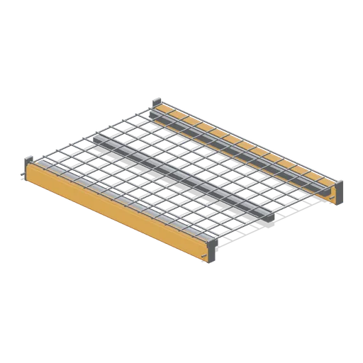 Pallet rack beam pair with wire mesh deck (Hardware Store and DIY Warehouse)