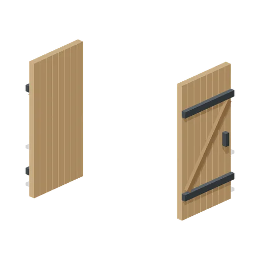Timber Gate Double Open (Medieval Castle Construction)