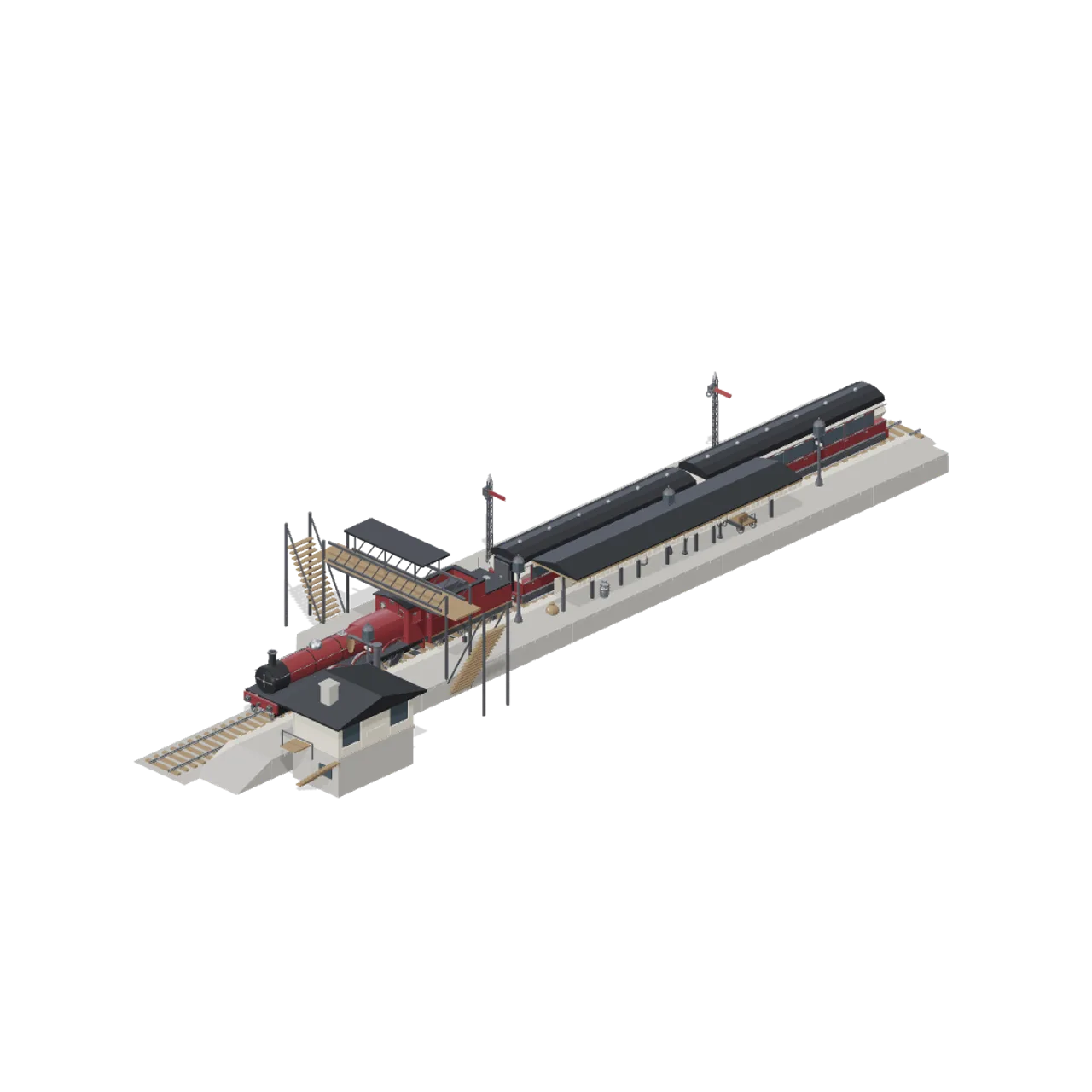 Steam Era Railway and Rolling Stock assembled scene