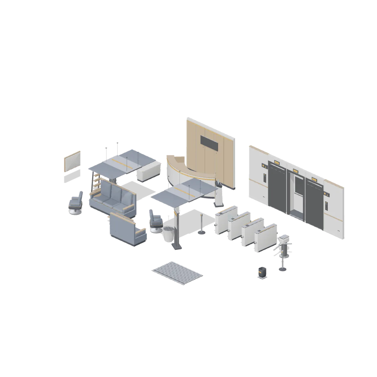Office Lobby and Building Facilities assembled scene