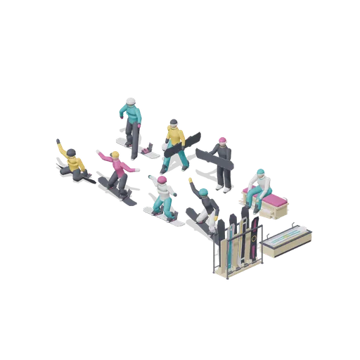 Rider pose lineup (Snowboard Gear and Freestyle Riders)