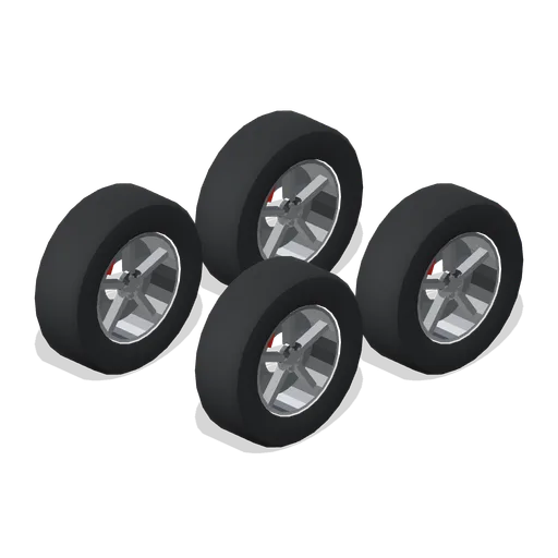 Four alloy wheels on display (Road Car Showroom Lineup)
