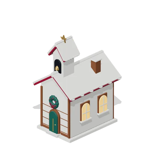 Snowy village chapel (Christmas Storybook)