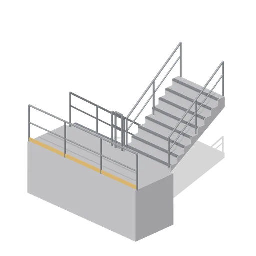 Greybox half-landing dog-leg stair (Modular Greybox Architecture Kit)