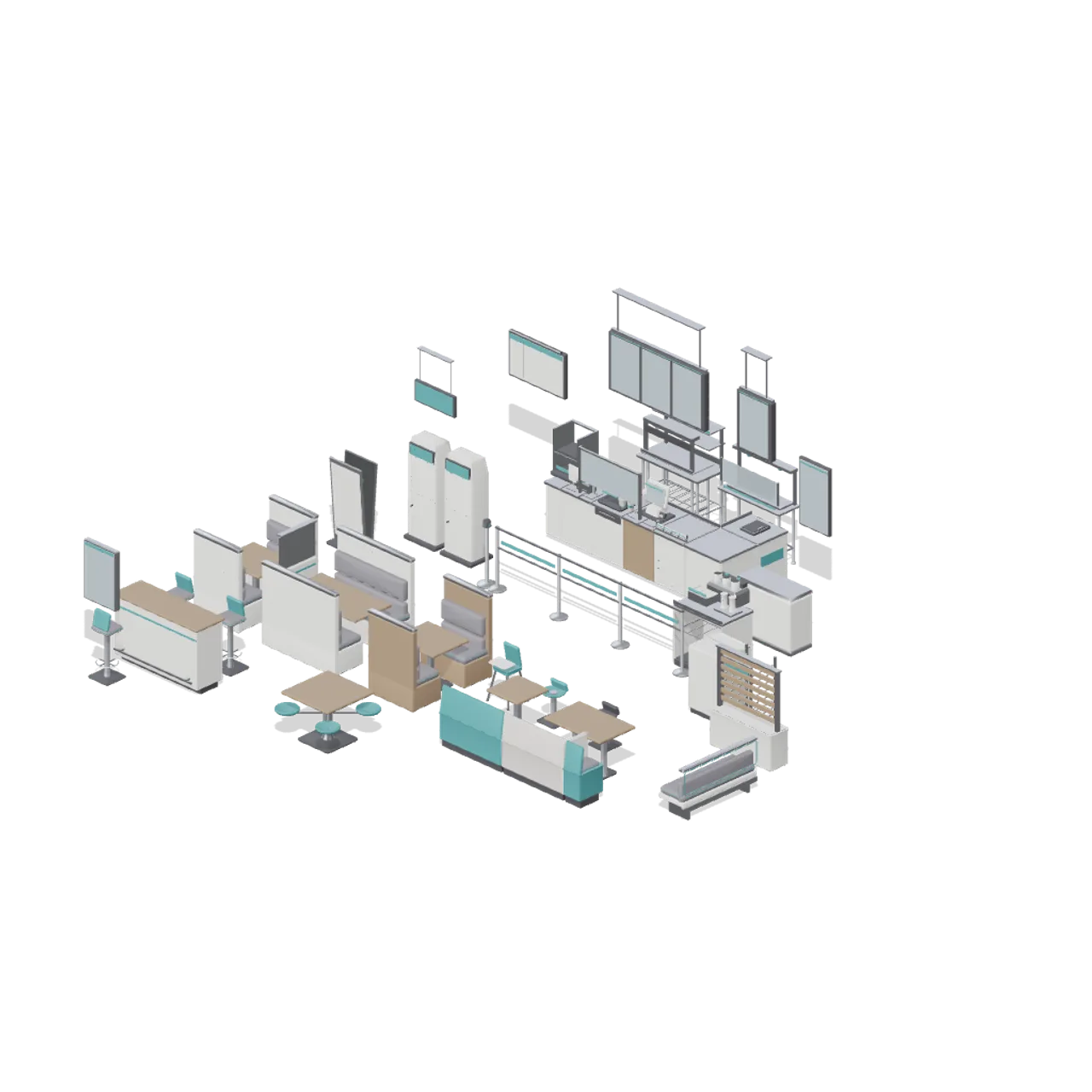 Fast Food Counter and Drive-Thru assembled scene