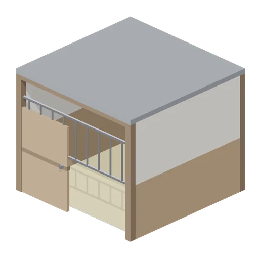 Stall Bay With Door (Equestrian Yard and Stables)