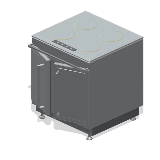 Induction range with cabinet base (Restaurant Kitchen and Dining Room)