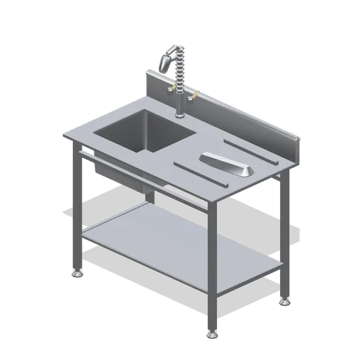 Dishwash tabling, dirty side (Restaurant Kitchen and Dining Room)