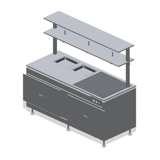 Hot pass with lamp gantry (Restaurant Kitchen and Dining Room)