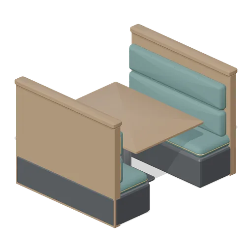 Booth pair, four cover (Restaurant Kitchen and Dining Room)