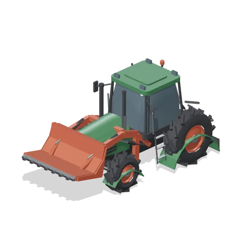 Row-crop tractor with front loader (Arable Fields and Farm Machinery)