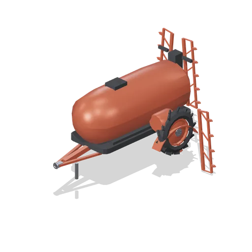 Trailed boom sprayer, folded (Arable Fields and Farm Machinery)