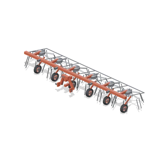 Six-rotor hay tedder (Arable Fields and Farm Machinery)