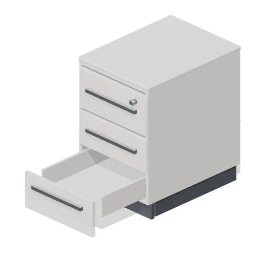 Under-desk pedestal, top drawer open (Downtown Office Interiors)